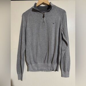 Vineyard Vines Gray Striped Quarter Zip Sweater small